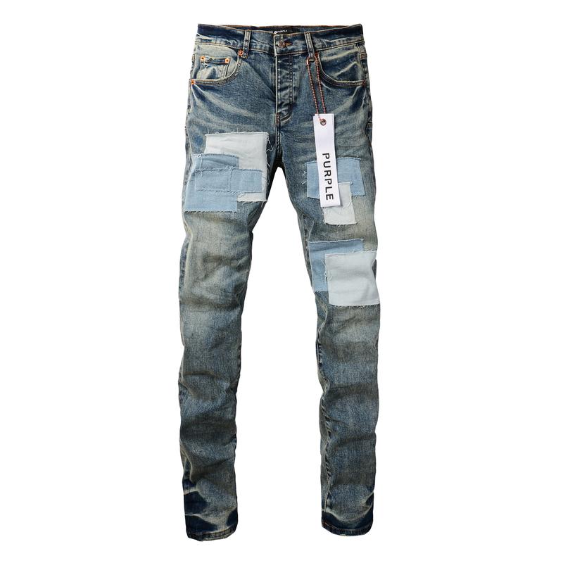 Purple-brand Men's Jeans Slim Fit Stretch Jeans Baggy Ripped Straight Skinny Denim Pants for Men Fashionable Biker Motocycle Holes Pants 2024 purple jean